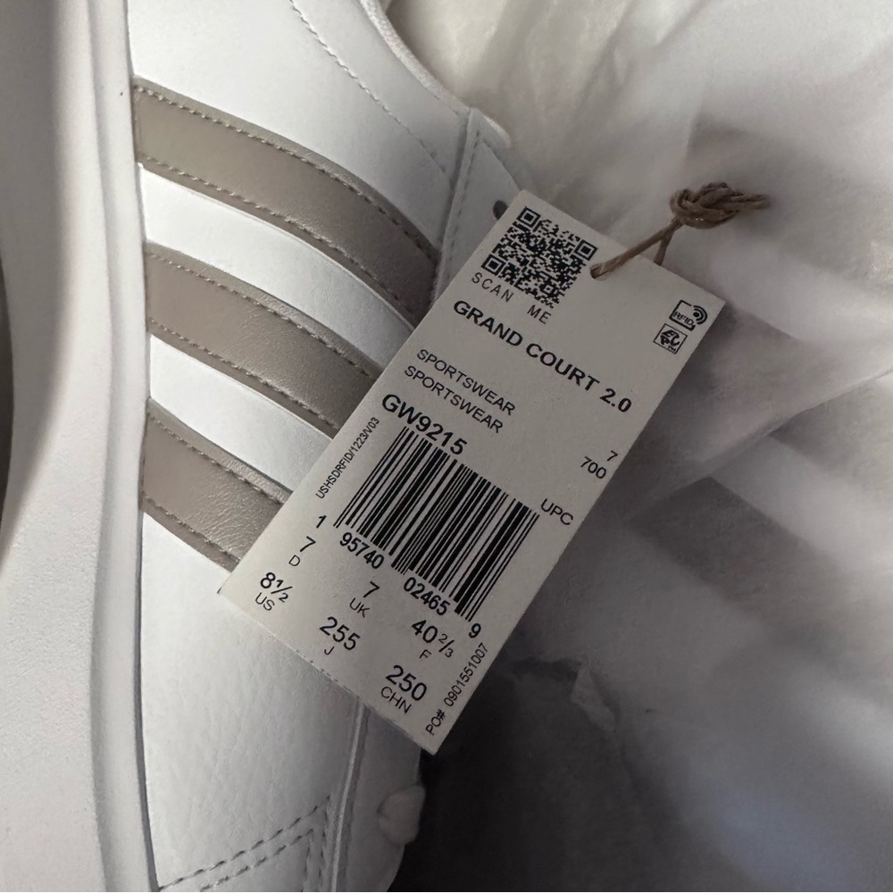 Adidas NWT Grand Court 2.0 Platinum Metallic shoes women’s 8.5 - Picture 8 of 8